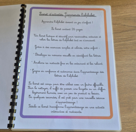 Livret d'activité J'apprends l'alphabet